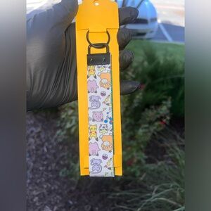 03: pokemon black key fobe wristlet Keychain with glitter green on the inside